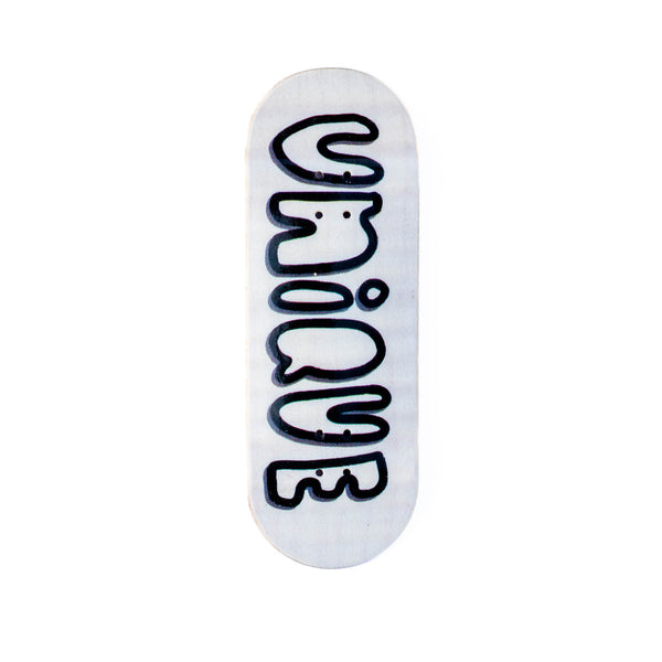 Unique Decks Bubble Logo White Worldwide Fingerboard shop Australia